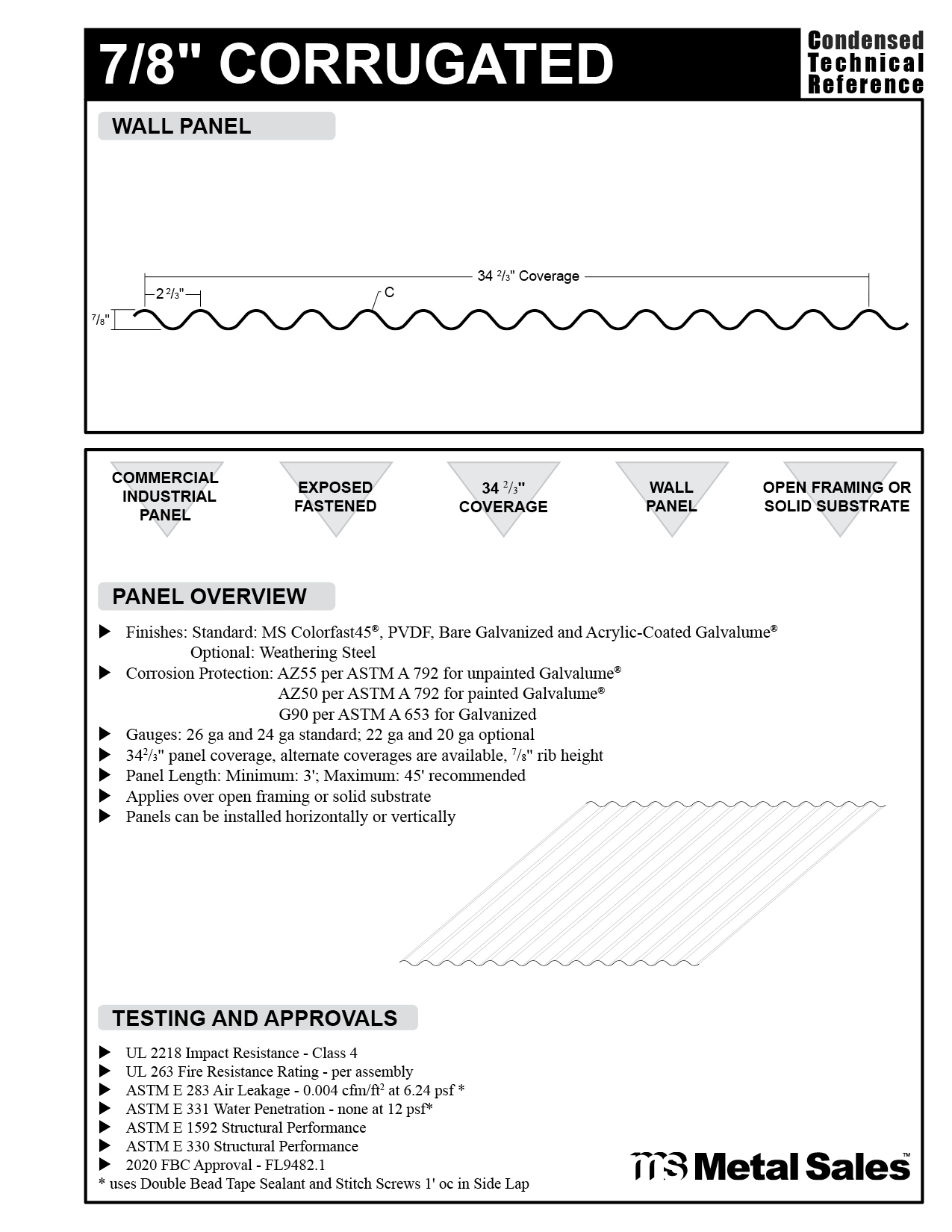 7/8" CORRUGATED WALL DEEP RIB SERIES SPECS