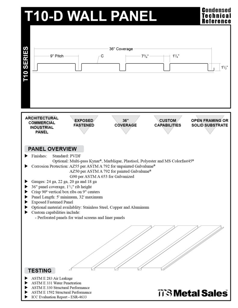 T10-D WALL T10 SERIES SPECS