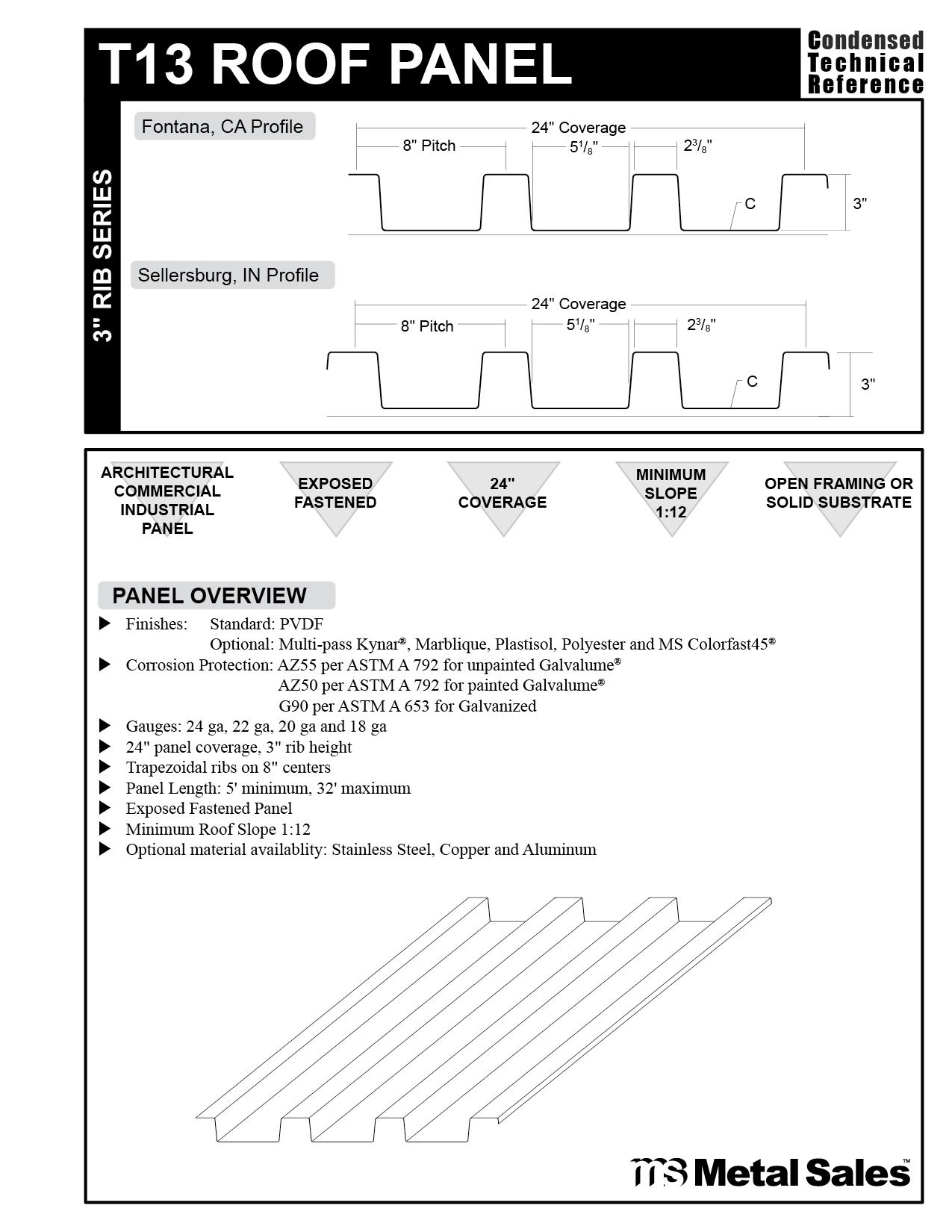 T13 Roof 3" Rib Series Specs