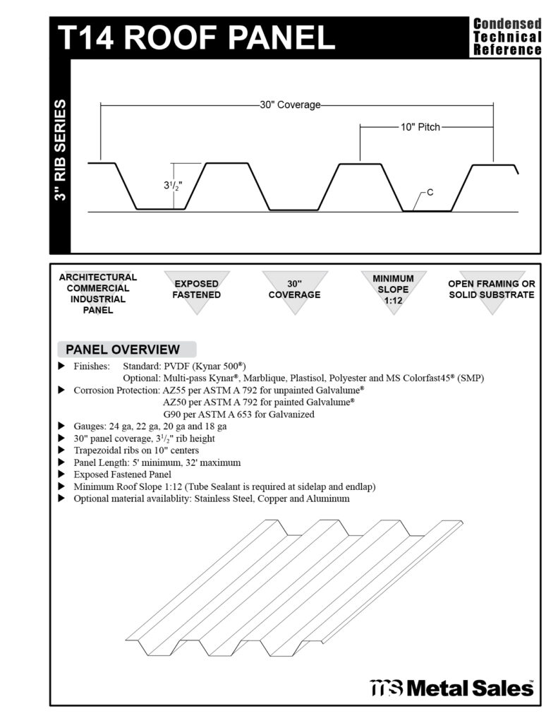 T14 Roof 3" Rib Series Specs