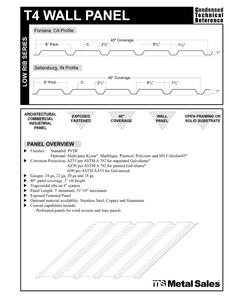 T4 WALL LOW RIB SERIES SPECS